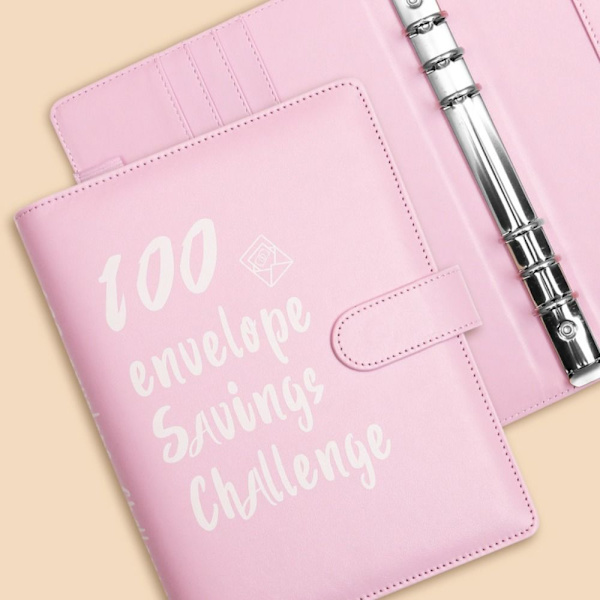 100 kirjekuoren haaste Binder Kirjekuoret Säästöhaasteet rose red