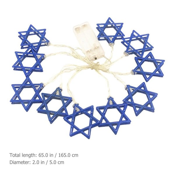 1,65M 10LED Hanukkah Ornament David Star String Lights Blue