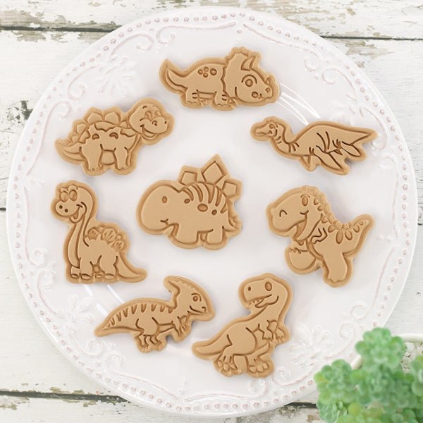 8 stk/sett Cookie Cutters Kjeksform Cookie Stempel DIY Baking