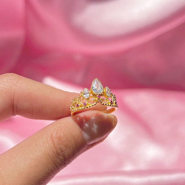 Rapunzel Krone Ringe Prinsesse Ring GULD Gold