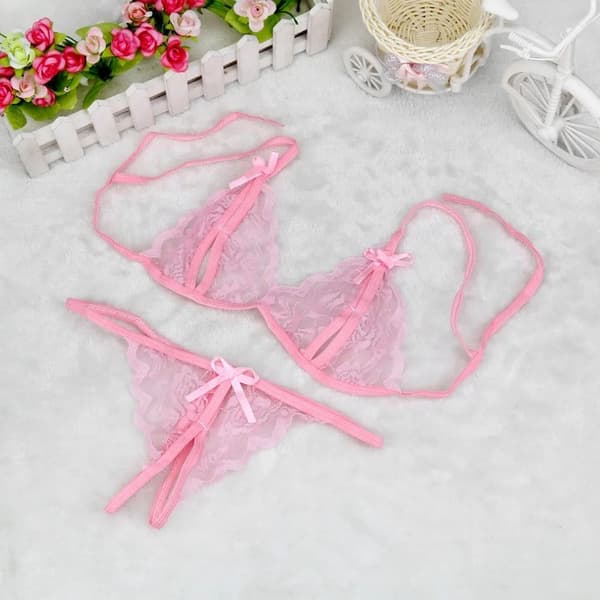 Alusvaatesetti, avoin haaraosa, G-string PUNAINEN Red