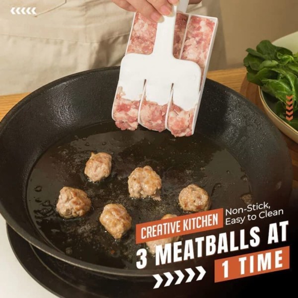 Køkken Triple Meatball Maker Meat Baller Spoon WHITE 3 3 White 3-3