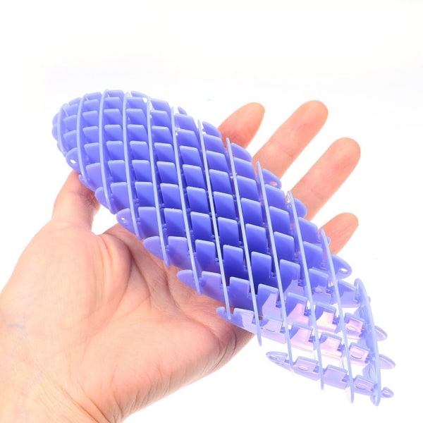 Worm Big Fidget Toy 3D Printed Elastisk Mesh BLÅ blue