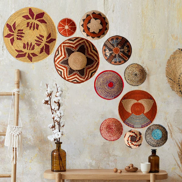 11 kpl Boho Basket Seinätarrat Pyöreät seinätarrat Moderni Boho