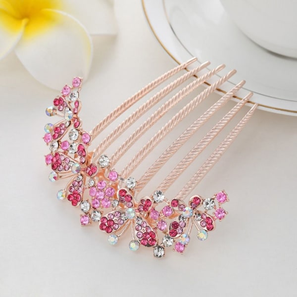 Strassikivihiusklipsi Flower Hair Comb PINK pink