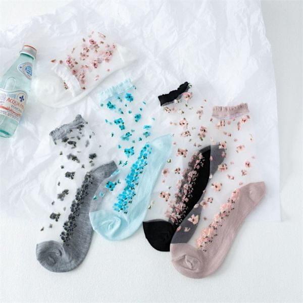 Kristallglas Silkesockor Lastic Socks GRÅ Gray