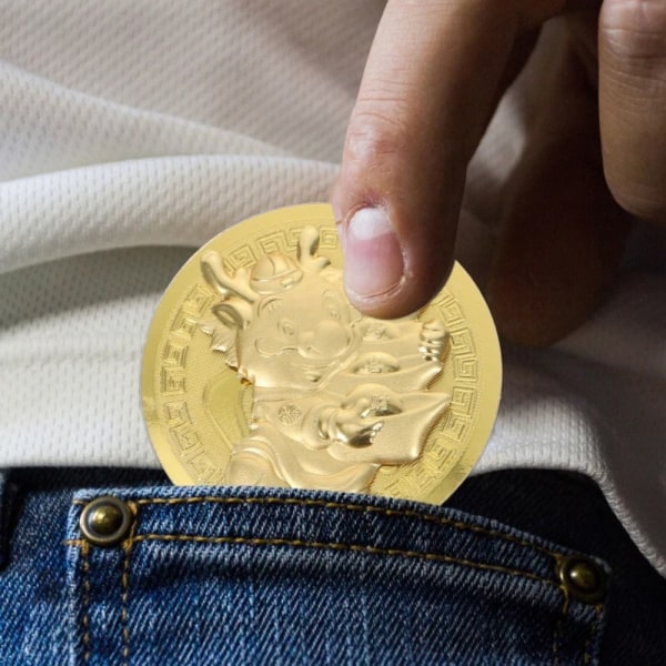 Minnesmynt Dragon Gold Coins STIL 3 MED VESKE STIL 3 Style 3 with Bag