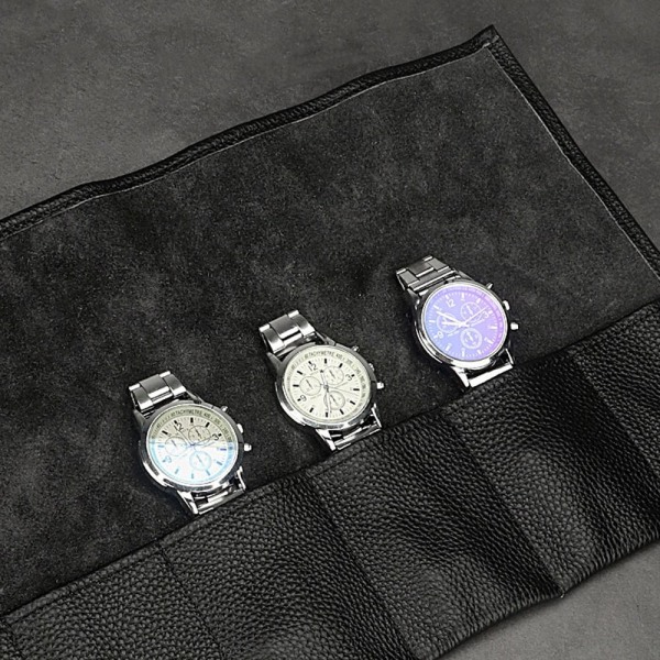Watch Roll Case Äkta Läder Watch Box SVART black