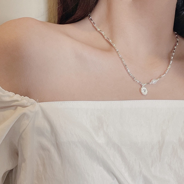 Sydämen muotoinen helmirannekoru kaulakoru bambusolmuinen rannekoru Necklace