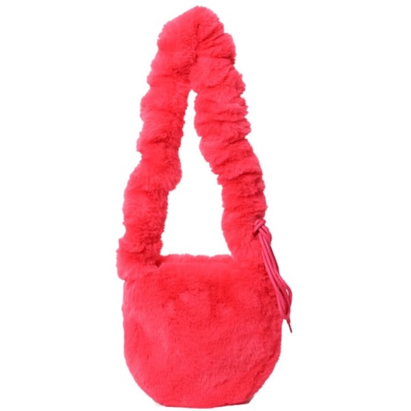 Kvinner Furry Crossbody Bag Y2K Furry Satchel Bag ROSE RED Rose red
