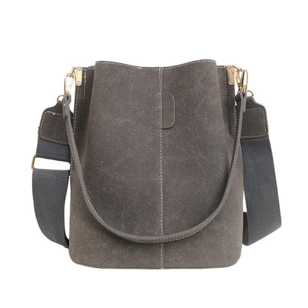 Minimalistisk Bucket Bag Håndholdt Skuldertaske GRÅ Grey