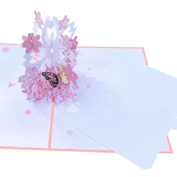 Håndlavede lykønskningskort 3D papirgavekort PINK pink