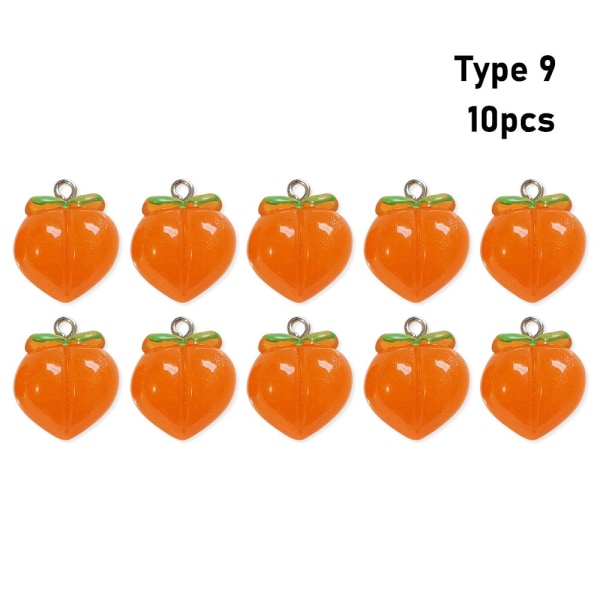10 stk Peach Flat Resin Charms Pendant Peach Charms Frugt 9