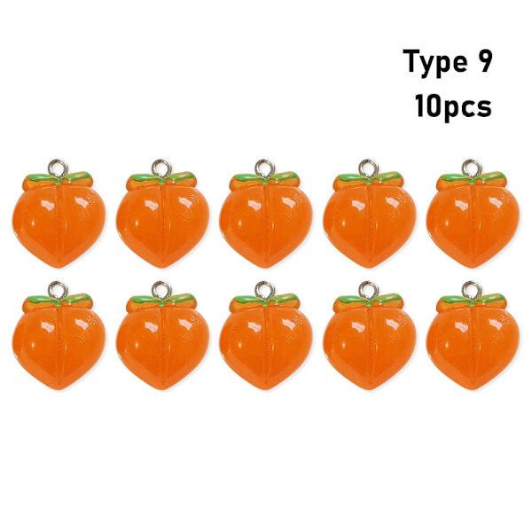 10 stk Peach Flat Resin Charms Pendant Peach Charms Frugt 9