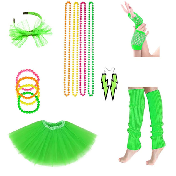 80-luvun Fancy Dress Accessories Set Naisten Set ORANSSI Orange