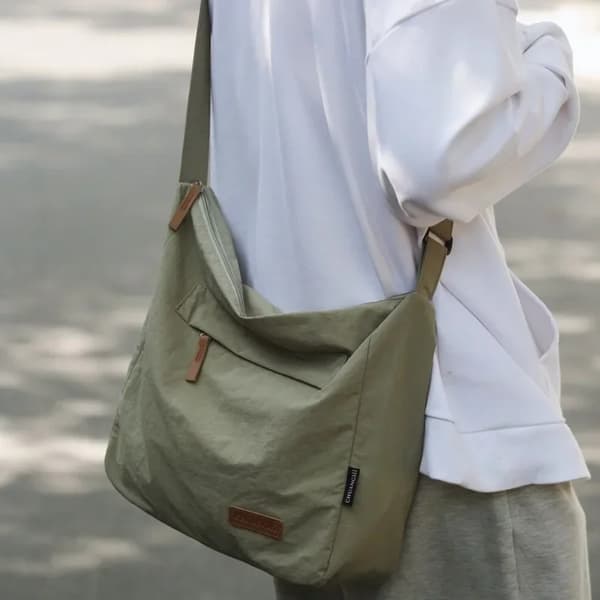 Axelremsväska Stor Canvas Messenger Väskor VIT White