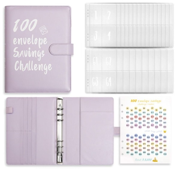 100 Kuvert Utmaning Pärm Kuvert Besparingsutmaningar purple