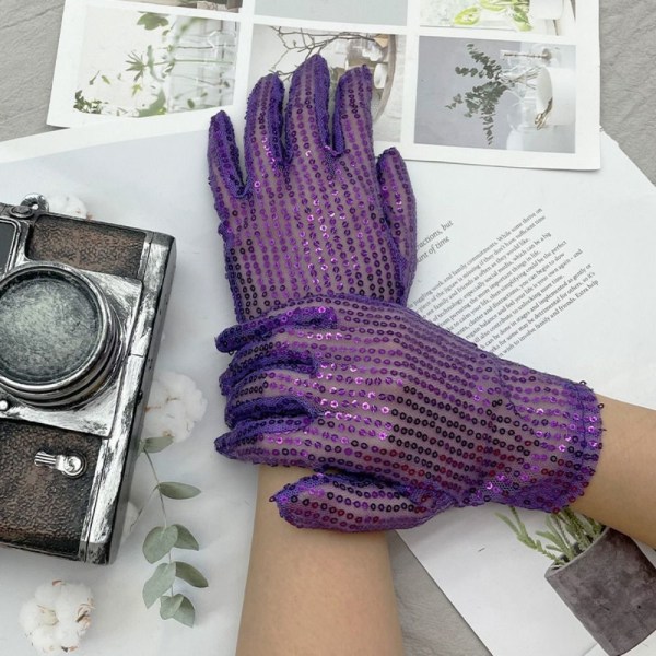 Sequins Gloves Props Gloves PURPLE purple