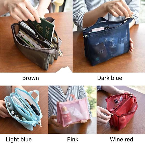 Mesh Håndtaske Kosmetiktaske LYSEBLÅ light blue
