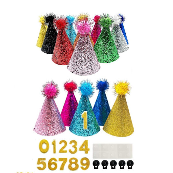 Födelsedag Hatt Set Pet Pannband Hattar 10ST SET 10ST SET 10pcs set