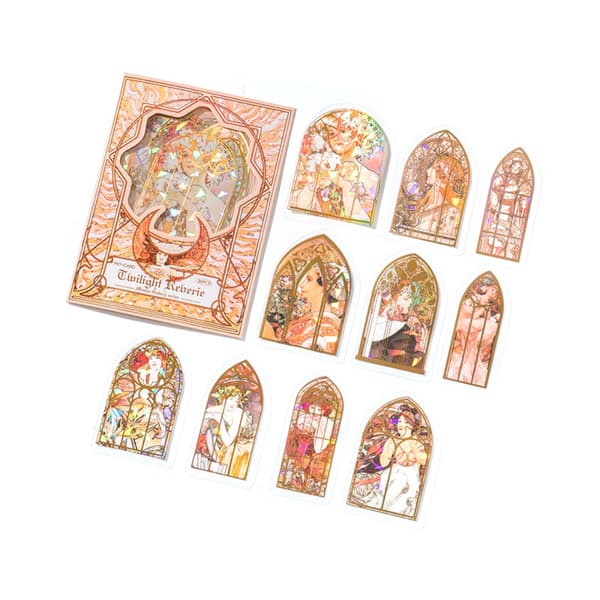 20 st Mucha Gallery Series Dekorativa Lasergulddekaler D D D