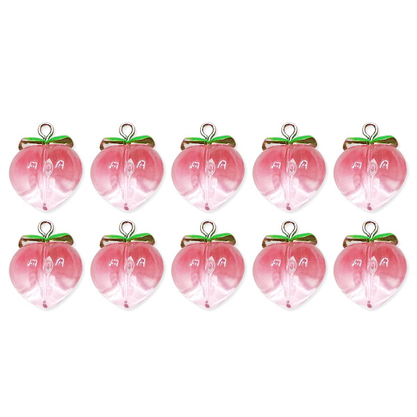 10 stk Peach Flat Resin Charms Pendant Peach Charms Frugt 1