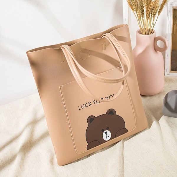 Tegneserie Indkøbstaske Kvinder Håndtasker KHAKI BEAR BEAR khaki bear-bear
