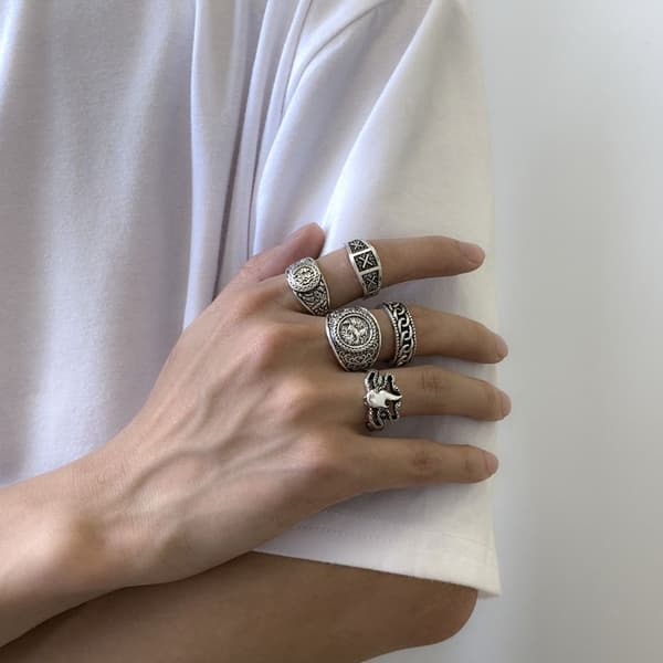 Vintage Ringset Sliten Ring 2 2 2