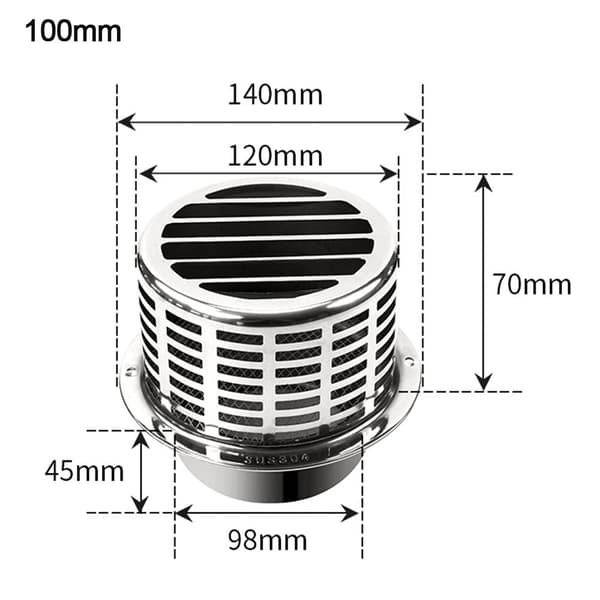 Ventilert regnhatt for skorstein, 100 mm 100mm