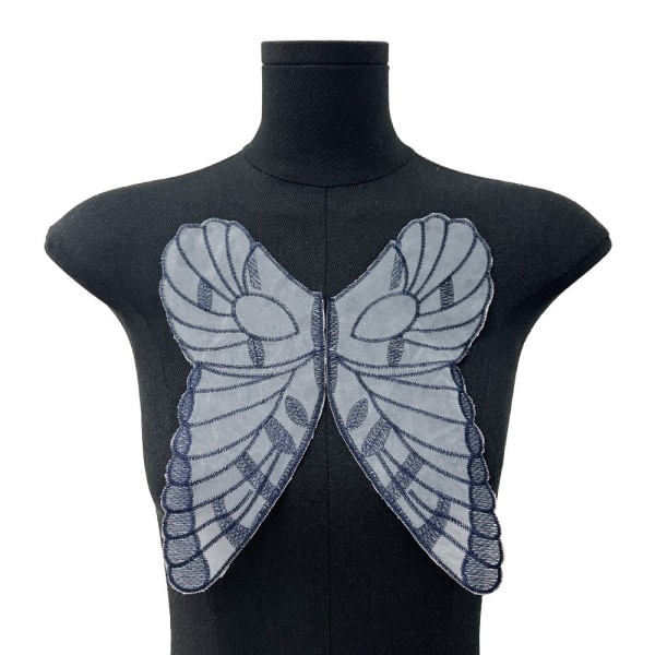 Butterfly Wings Stoff Patch Blomst Cloth Sticker BLÅT Blue