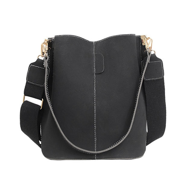 Minimalistisk Bucket Bag Håndholdt Skuldertaske SORT Black
