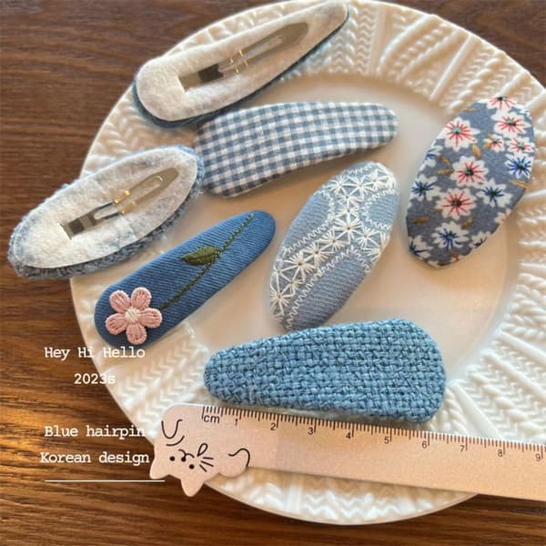 2 st Broderade Denim Hårklämmor BB-klämmor 4 4 4