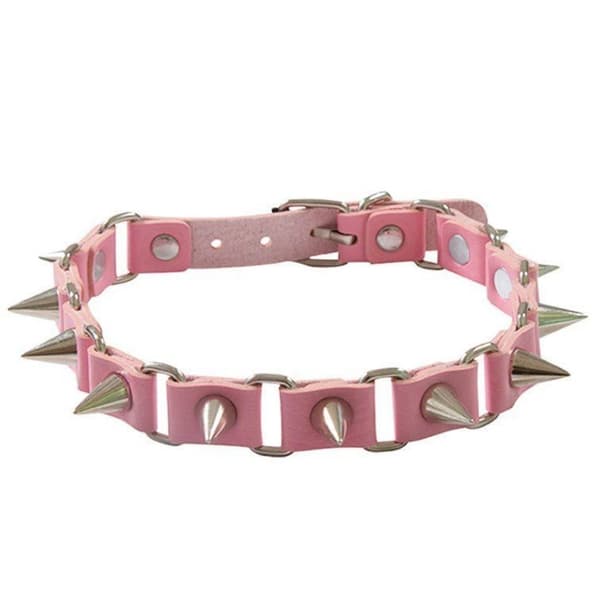Nitad Läderhalsband ROSA Pink