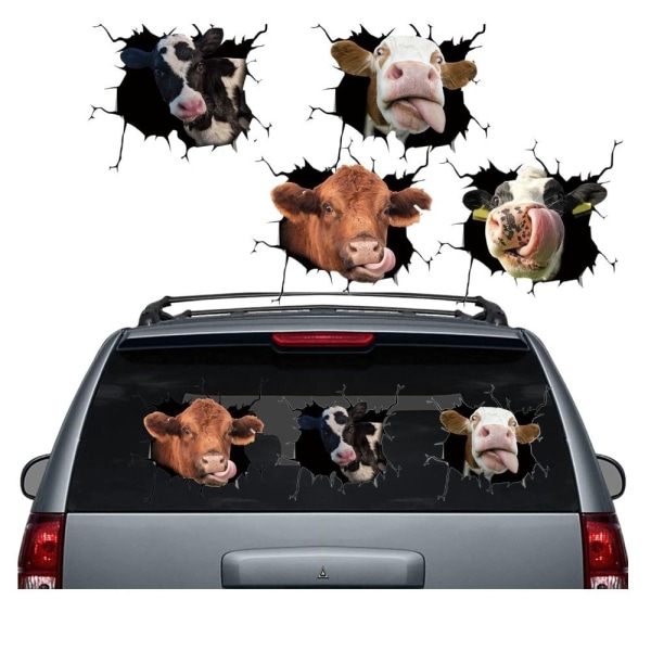 4 kpl lehmän auton tarrat Hauskat Animal Crack Car Tarra auton ikkuna