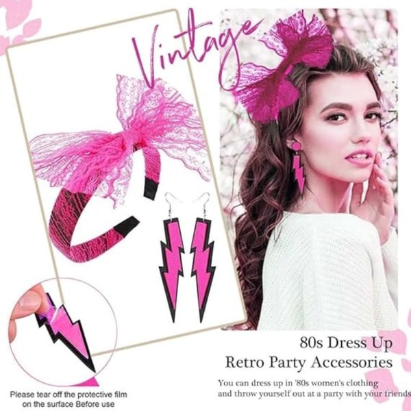 80-luvun Fancy Dress Accessories Set Naisten Set PINK Pink