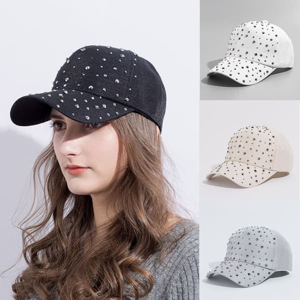 Rhinestone Baseball Caps Solhat HVID White