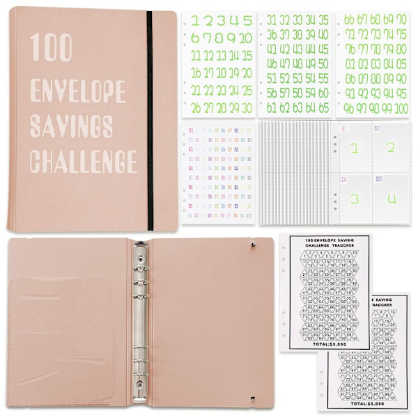Pärm Budgetplanering Notebook Ekonomiplan Kuvert ROSA 1 pink 1-1