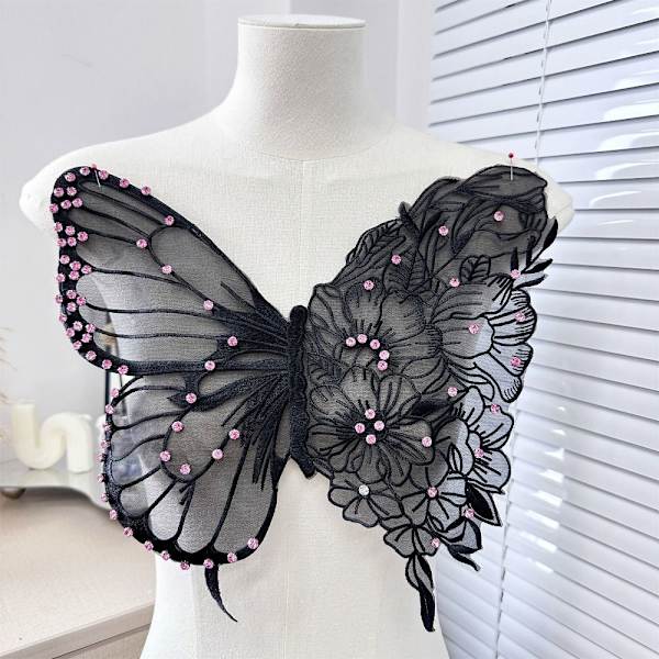Butterfly Patch Clothes Patches SVART A A Black A-A
