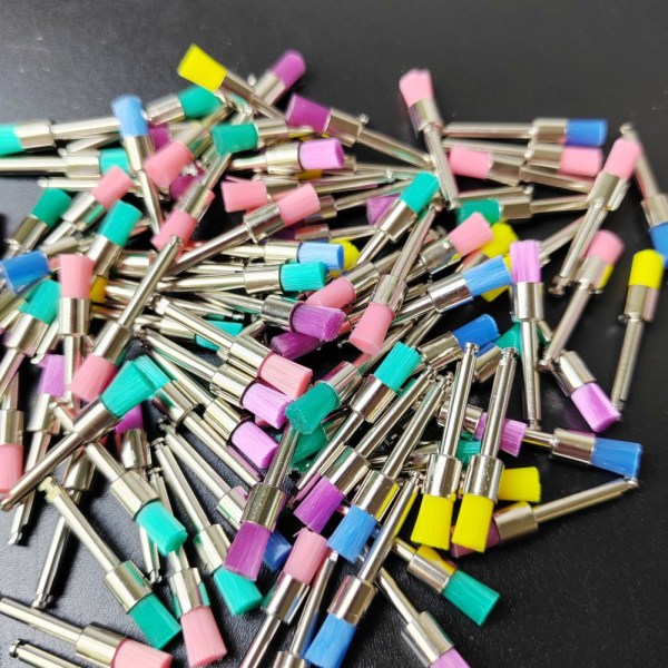 100ST Tandmaterial Profiprofylaxborste FÄRGERIG Colorful Pointed Head-Pointed Head