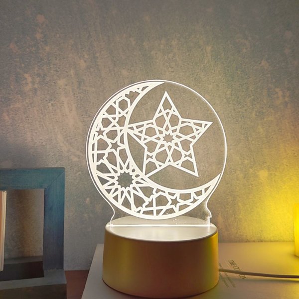 Akryl Nattlampa Eid Mubarak Ramadan Kareem Dekoration