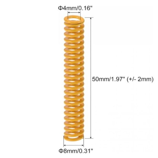 2 stk 3D-skriver Die Spring Light Load kompresjonsfjærer 8x50mm