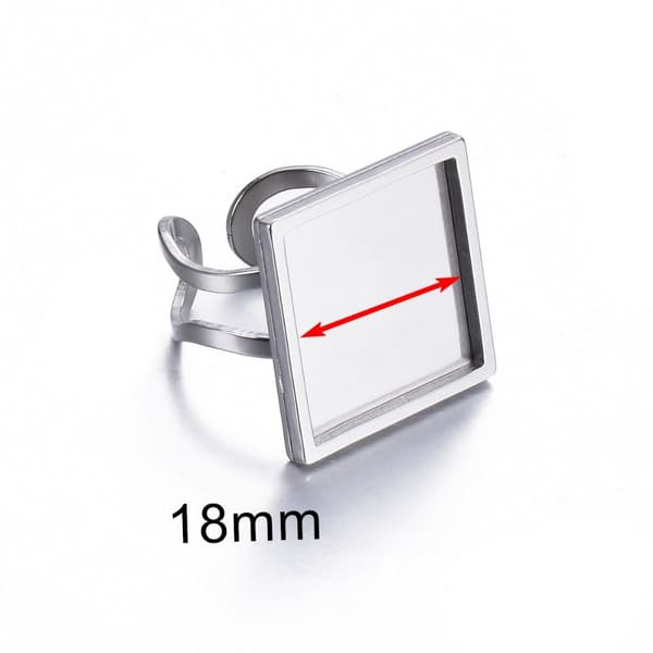 Firkantet Cabochon Ring Cabochon Ring Base Rustfritt Stål Bezel
