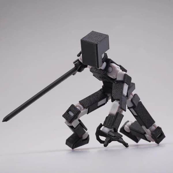 3D-printet mannequin-legetøjsrobot actionfigur HVID white