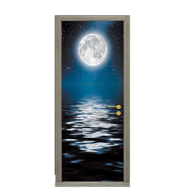 Dörrklistermärke Tapet Väggmålningar Ocean Moon Bakgrund
