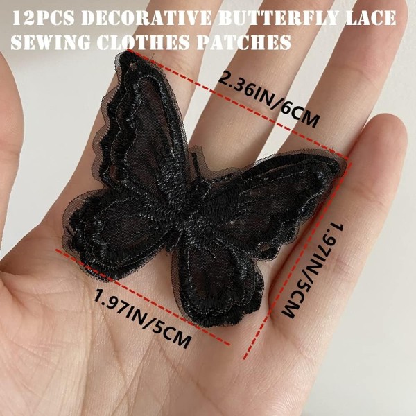 3D-simulering dobbel sommerfugl Blondebroderilapp Butterfly
