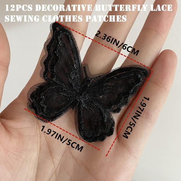 3D-simulering dubbel fjäril Spetsbroderilapp Butterfly