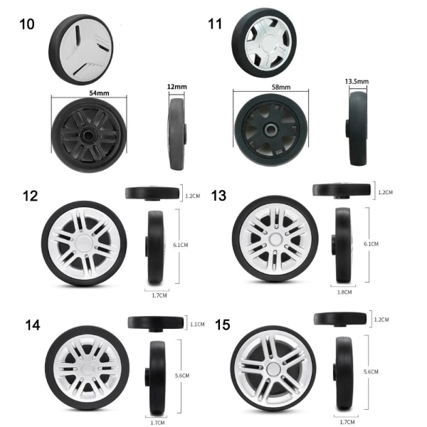 2st resväska hjul Byt ut hjul 61X18MM13 13 61x18mm13