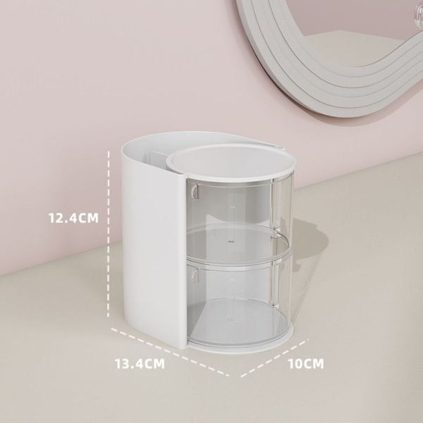 Powder Puff Opbevaringsboks Kosmetisk Bomuldsopbevaring HVID 2-LAG White 2-layer-2-layer