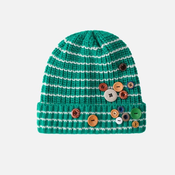 Strikket Hue Beanie Caps GRØN HVID GRØN HVID green white