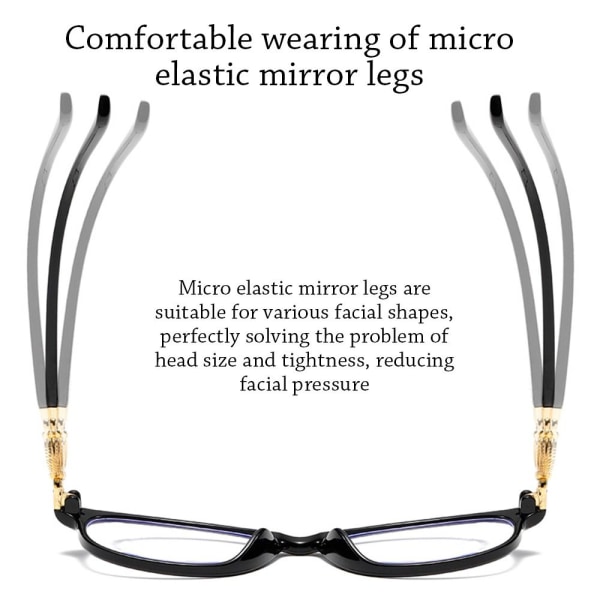 Anti-Blue Light Läsglasögon Fyrkantiga glasögon SVART Black Strength 400